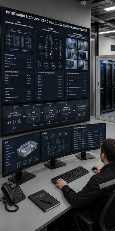 Интеграция безопасности с BMS, SCADA и журналами событий